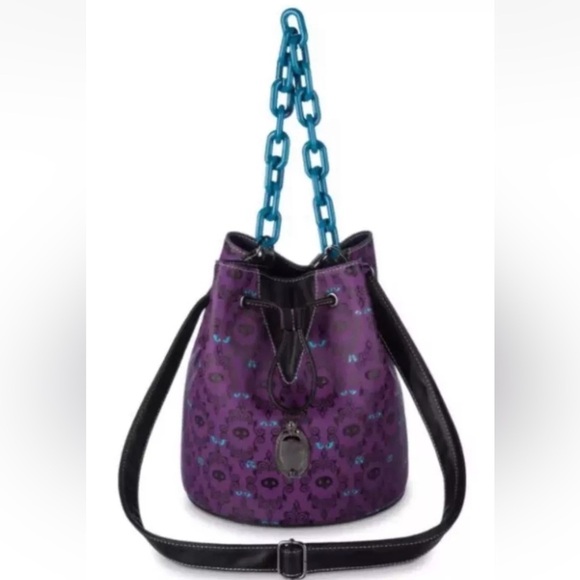 Loungefly Handbags - Disney Parks Loungefly HAUNTED MANSION Glow Wallpaper Crossbody Bucket Bag